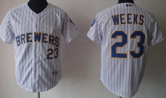 Milwaukee Brewers #23 Rickie Weeks White Pinstripe Jerseys