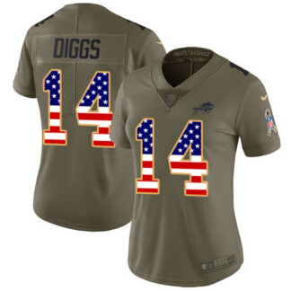 Nike Buffalo Bills #14 Stefon Diggs Olive/USA Flag Women’s Stitched NFL Limited 2017 Salute To Service Jersey