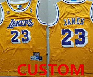 Youth Custom Los Angeles Lakers Yellow Hardwood Classics Jersey