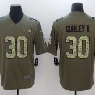 Nike Los Angeles Rams #30 Todd Gurley II Olive Camo Salute To Service Limited Jerseys