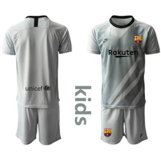 Barcelona Blank Grey Goalkeeper Kid Soccer Club Jersey