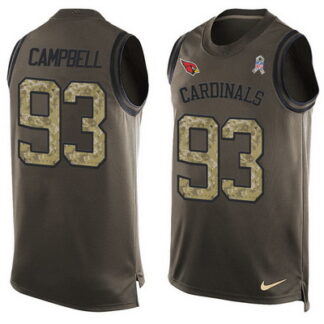 Men's Arizona Cardinals #93 Calais Campbell Green Salute to Service Hot Pressing Player Name & Number Nike NFL Tank...