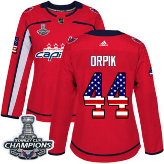 Adidas Washington Capitals #44 Brooks Orpik Red Home Authentic USA Flag Stanley Cup Final Champions Women’s Stitche...