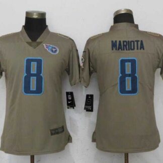 Women Nike Titans 8 Marcus Mariota Olive Salute To Service Limited Jersey