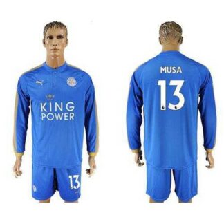 Leicester City #13 Musa Home Long Sleeves Soccer Club Jersey