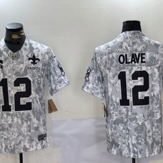 Men's New Orleans Saints #12 Chris Olave Arctic Camo 2024 FUSE Salute to Service Limited Stitched Jersey