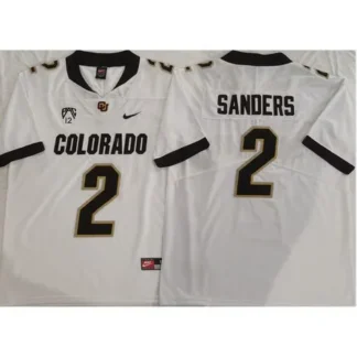Men's Colorado Buffaloes White #2 Sanders Stitched Jersey KGLT