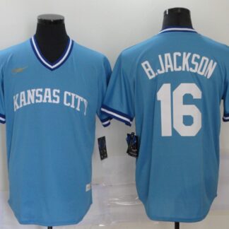 Men's Kansas City Royals #16 Bo Jackson Light Blue Pullover Cool Base Cooperstown Collection Nike Jersey