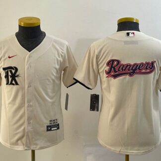 Youth Texas Rangers Big Logo Cream 2023 City Connect Stitched Baseball Jersey