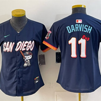 Youth San Diego Padres X Hello Kitty #11 Yu Darvish Obsidian 2026 City Connect Stadium Stitched Baseball Jersey
