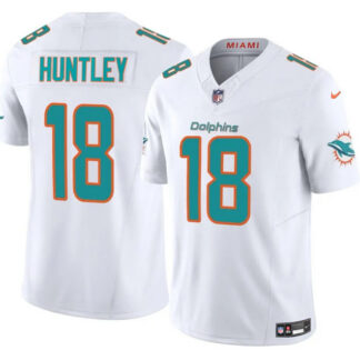 Men's Miami Dolphins #18 Tyler Huntley White 2024 F.U.S.E Vapor Limited Stitched Football Jersey