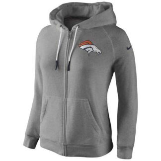 WOMEN DENVER BRONCOS GRAY STADIUM RALLY FULL ZIP HOODIE - LanTian