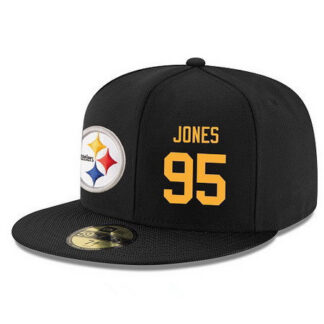 ultra‑ Pittsburgh Steelers #95 Jarvis Jones Snapback Cap NFL Player Black with Gold Number Stitched Hat ‑uniform