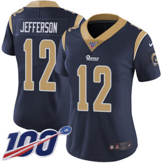 Nike Los Angeles Rams #12 Van Jefferson Navy Blue Team Color Women’s Stitched NFL 100th Season Vapor Untouchable Li...