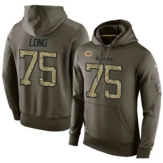 NFL Men's Chicago Bears #75 Kyle Long Stitched Green Olive Salute To Service KO Performance Hoodie