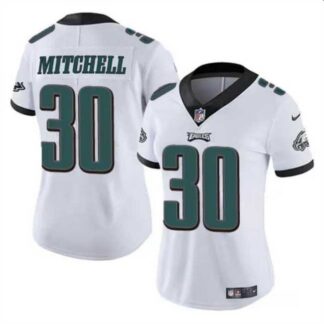 Women's Philadelphia Eagles #30 Quinyon Mitchell White 2024 Draft Vapor Untouchable Limited Stitched Jersey Dzhi