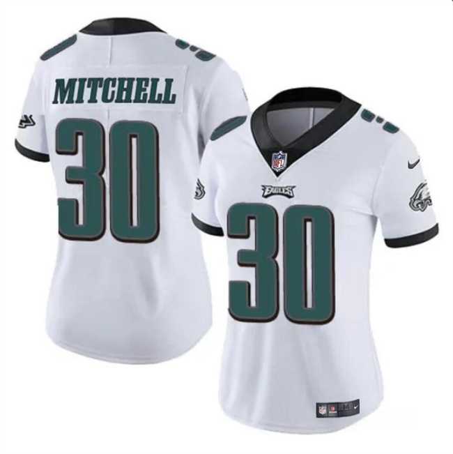 Women's Philadelphia Eagles #30 Quinyon Mitchell White 2024 Draft Vapor Untouchable Limited Stitched Jersey Dzhi