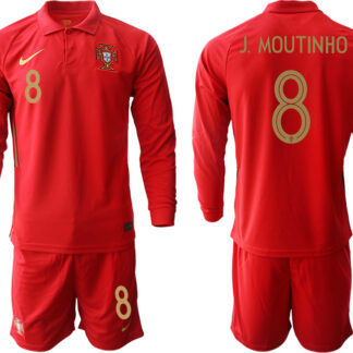 Men 2021 European Cup Portugal home red Long sleeve 8 Soccer Jersey1