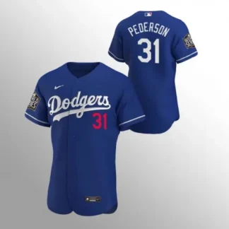 Men's Los Angeles Dodgers #31 Joc Pederson Blue 2020 World Series Bound stitched Jersey AWO0