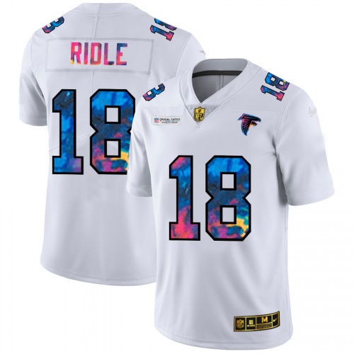 Atlanta Atlanta Falcons #18 Calvin Ridley Men’s White Nike Multi-Color 2020 NFL Crucial Catch Limited NFL Jersey