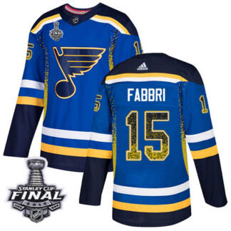 Adidas St. Louis Blues #15 Robby Fabbri Blue Home Authentic Drift Fashion 2019 Stanley Cup Final Stitched NHL Jersey