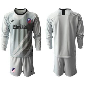 Atletico Madrid Blank Grey Goalkeeper Long Sleeves Soccer Club Jersey