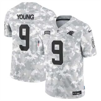 Men's Carolina Panthers #9 Bryce Young 2024 Arctic Camo Salute To Service Limited Stitched Jersey Dyin