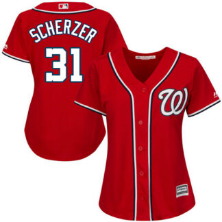 Washington Nationals #31 Max Scherzer Red Alternate Women’s Stitched MLB Jersey
