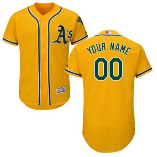 Oakland Athletics Customized Majestic Flexbase Collection Stitched Baseball WEM Jersey - Gold