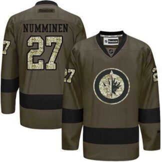 Glued Winnipeg Jets #27 Teppo Numminen Green Salute to Service NHL Jersey