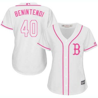 Women's Boston Red Sox #40 Andrew Benintendi White Pink New Cool Base Jersey