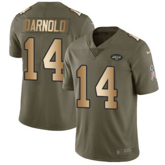 Nike New York Jets #14 Sam Darnold Olive/Gold Youth Stitched NFL Limited 2017 Salute to Service Jersey