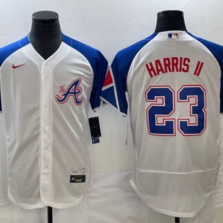 Men's Atlanta Braves #23 Michael Harris II White 2023 City Connect Flex Base Stitched Baseball Jersey