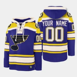 Men's St. Louis Blues Active Player Custom Blue Ageless Must-Have Lace-Up Pullover Hoodie EL1L