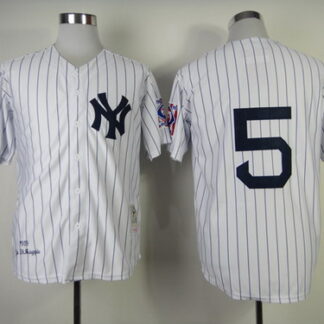New York Yankees #5 Joe DiMaggio 1939 White Throwback Jersey