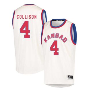 Kansas Jayhawks 4 Nick Collison Cream Throwback College Basketball Jersey Dzhi