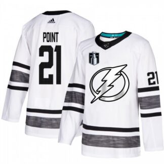 Adidas Tampa Bay Lightning #21 Brayden Point White Authentic 2022 Stanley Cup Final Patch Youth All-Star Stitched N...