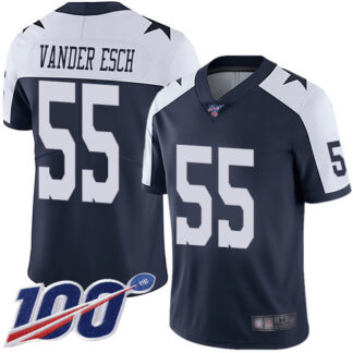 Nike Dallas Cowboys #55 Leighton Vander Esch Navy Blue Thanksgiving Men’s Stitched NFL 100th Season Vapor Throwback...