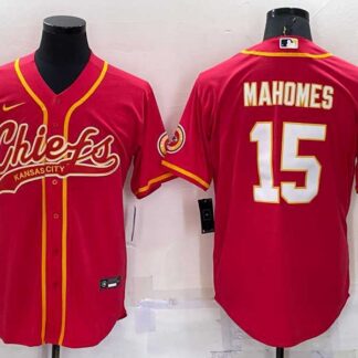 Men's Kansas City Chiefs Patrick Mahomes Red Stitched Cool Base Nike Baseball Jersey