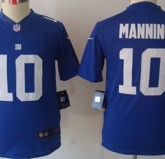 Nike New York Giants #10 Eli Manning Blue Limited Kids Jersey