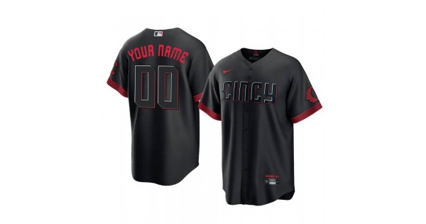 Cincinnati Reds Nike 2023 City Connect Replica Youth Custom Jersey - Black - Image 2
