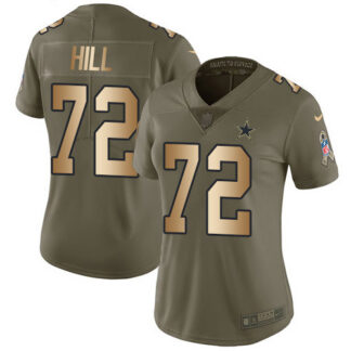 Nike Dallas Cowboys #72 Trysten Hill Olive/Gold Women’s Stitched NFL Limited 2017 Salute To Service Jersey