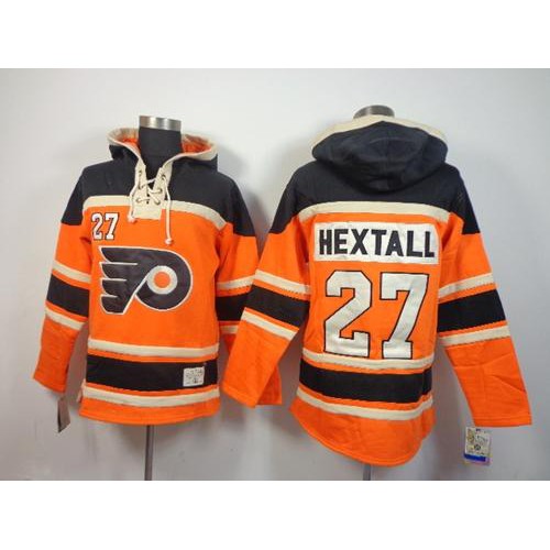 Philadelphia Flyers #27 Ron Hextall Orange Sawyer Hooded Sweatshirt Stitched NHL Jersey