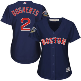 Boston Red Sox #2 Xander Bogaerts Navy Blue Alternate 2018 World Series Women’s Stitched MLB Jersey