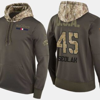 Nike Blue Jackets 45 Lukas Sedlak Olive Salute To Service Pullover Hoodie