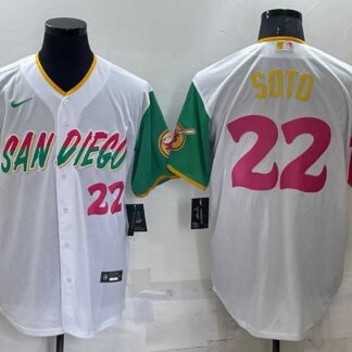 San Diego Padres #22 Juan Soto Number White 2022 City Connect Cool Base Stitched Jersey