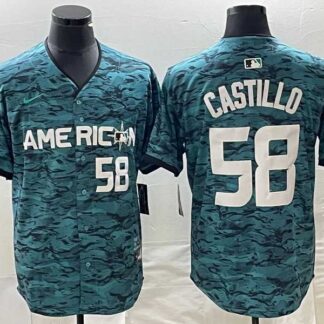 Men's Seattle Mariners #58 Diego Castillo Number Teal 2023 All Star Stitched Baseball Jersey