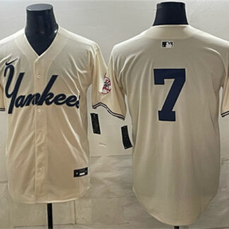 Men's New York Yankees #7 Mickey Mantle Cream Limited Stitched Baseball Jersey