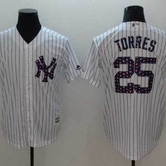 Yankees 25 Gleyber Torres White 2018 Stars & Stripes Cool Base Stitched Baseball Jerseys