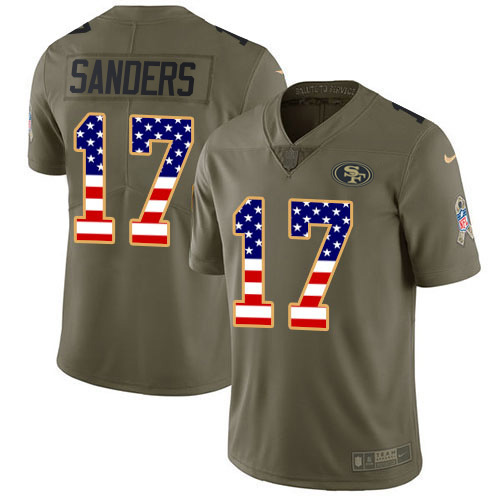 Nike San Francisco 49ers #17 Emmanuel Sanders Olive/USA Flag Men’s Stitched NFL Limited 2017 Salute To Service Jersey